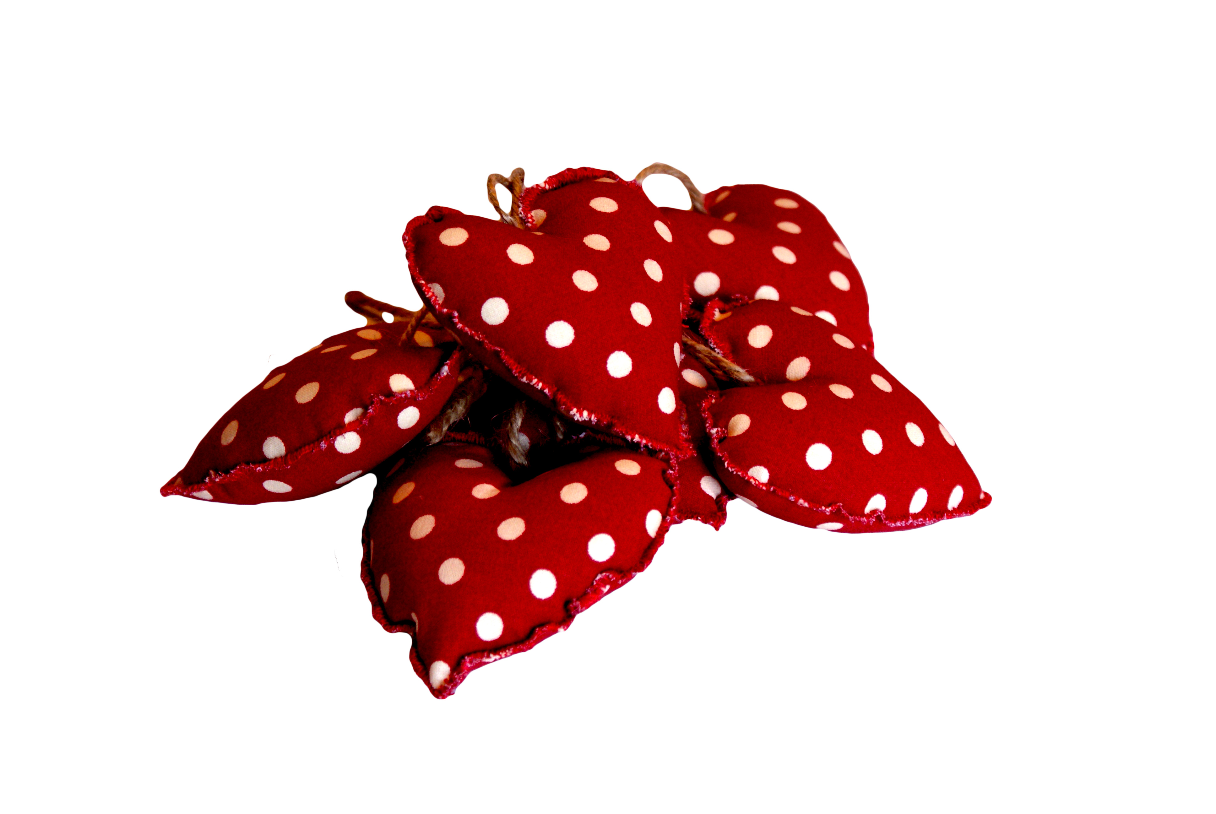10 Stoffherzen "Erdbeere"